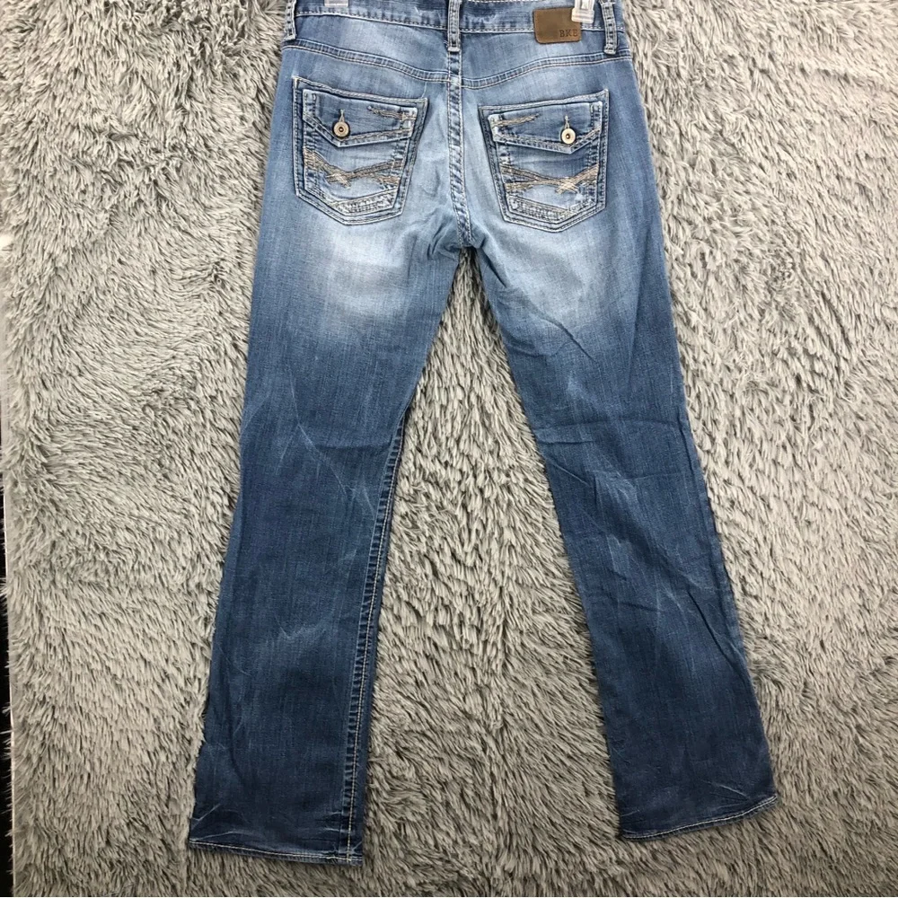 BKE Buckle Jeans Mens 31L Aiden Blue Bootcut Whiskered
